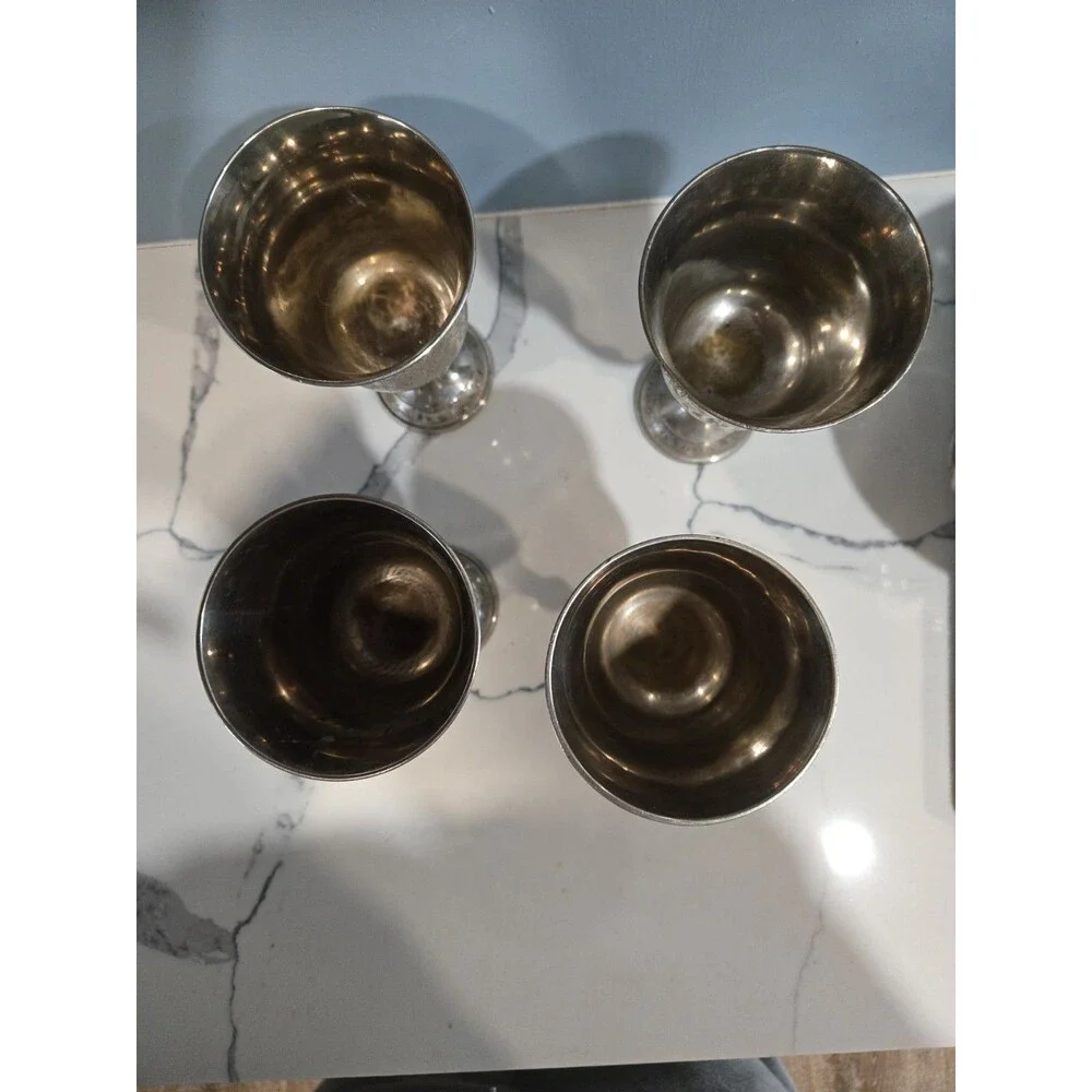 Vintage 'Worldgift, Z.Y. India' Etched Silverplate Goblets~Set of 4